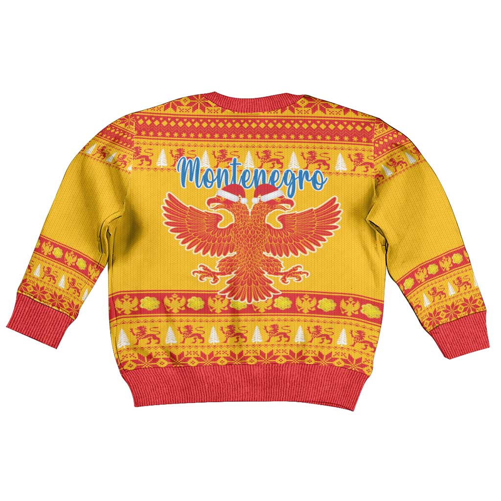 Montenegro Christmas Kid Ugly Christmas Sweater Double-headed Eagle With Christmas Pattern - Wonder Print Shop