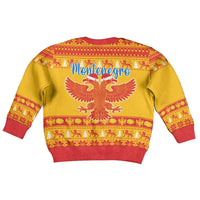 Montenegro Christmas Kid Ugly Christmas Sweater Double-headed Eagle With Christmas Pattern - Wonder Print Shop