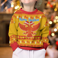 Montenegro Christmas Kid Ugly Christmas Sweater Double-headed Eagle With Christmas Pattern - Wonder Print Shop
