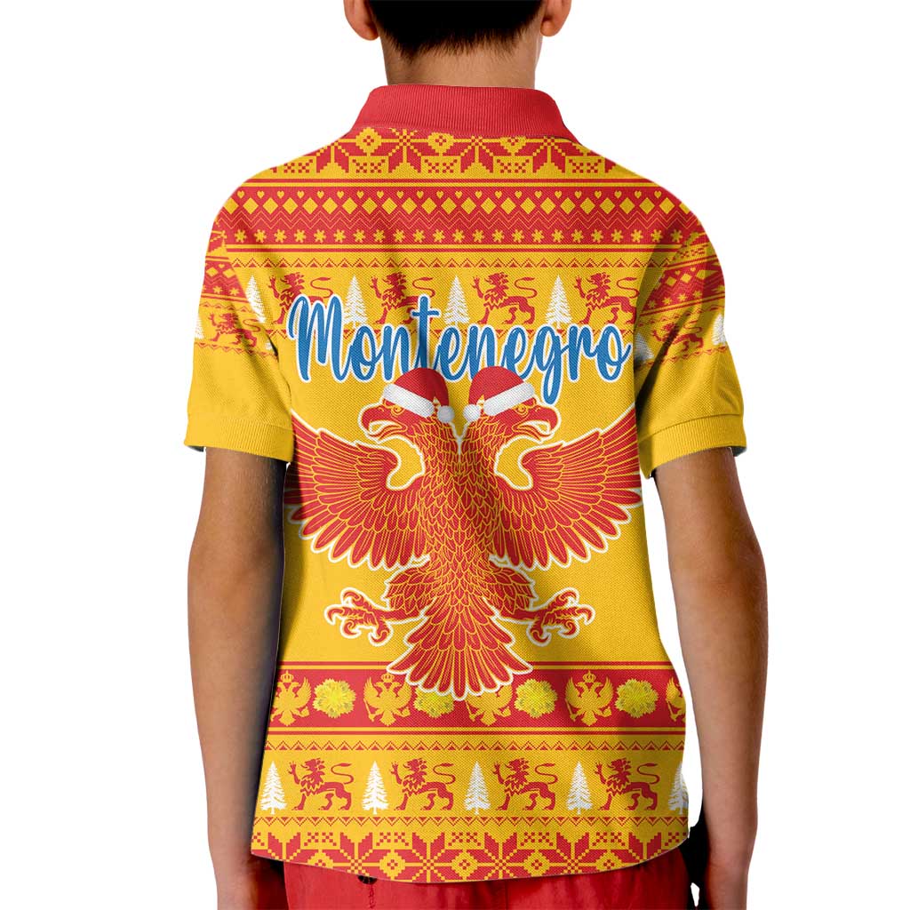 Montenegro Christmas Kid Polo Shirt Double-headed Eagle With Christmas Pattern - Wonder Print Shop