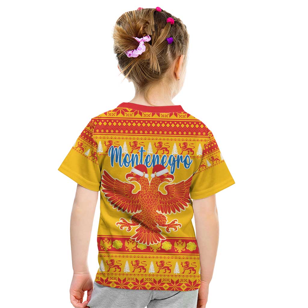 Montenegro Christmas Kid T Shirt Double-headed Eagle With Christmas Pattern - Wonder Print Shop