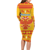 Montenegro Christmas Long Sleeve Bodycon Dress Double-headed Eagle With Christmas Pattern - Wonder Print Shop