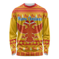 Montenegro Christmas Long Sleeve Shirt Double-headed Eagle With Christmas Pattern - Wonder Print Shop