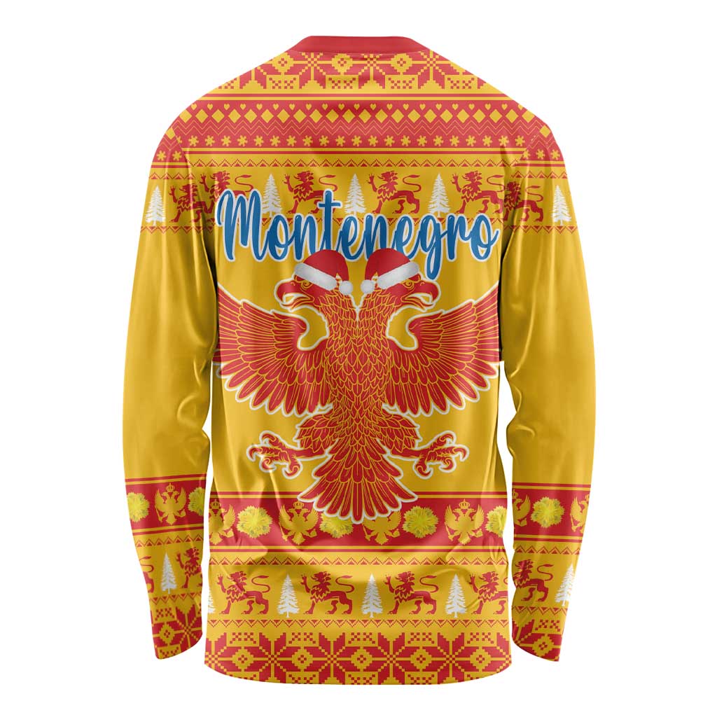 Montenegro Christmas Long Sleeve Shirt Double-headed Eagle With Christmas Pattern - Wonder Print Shop