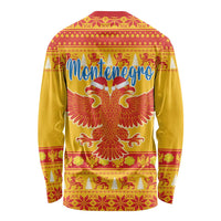 Montenegro Christmas Long Sleeve Shirt Double-headed Eagle With Christmas Pattern - Wonder Print Shop