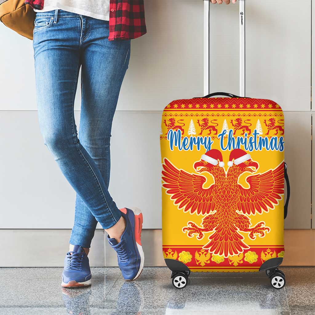 Montenegro Christmas Luggage Cover Double-headed Eagle With Christmas Pattern - Wonder Print Shop
