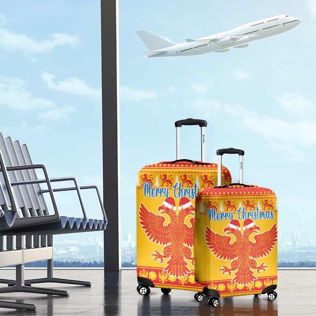Montenegro Christmas Luggage Cover Double-headed Eagle With Christmas Pattern - Wonder Print Shop