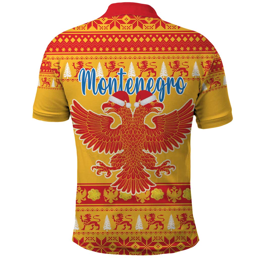 Montenegro Christmas Polo Shirt Double-headed Eagle With Christmas Pattern - Wonder Print Shop