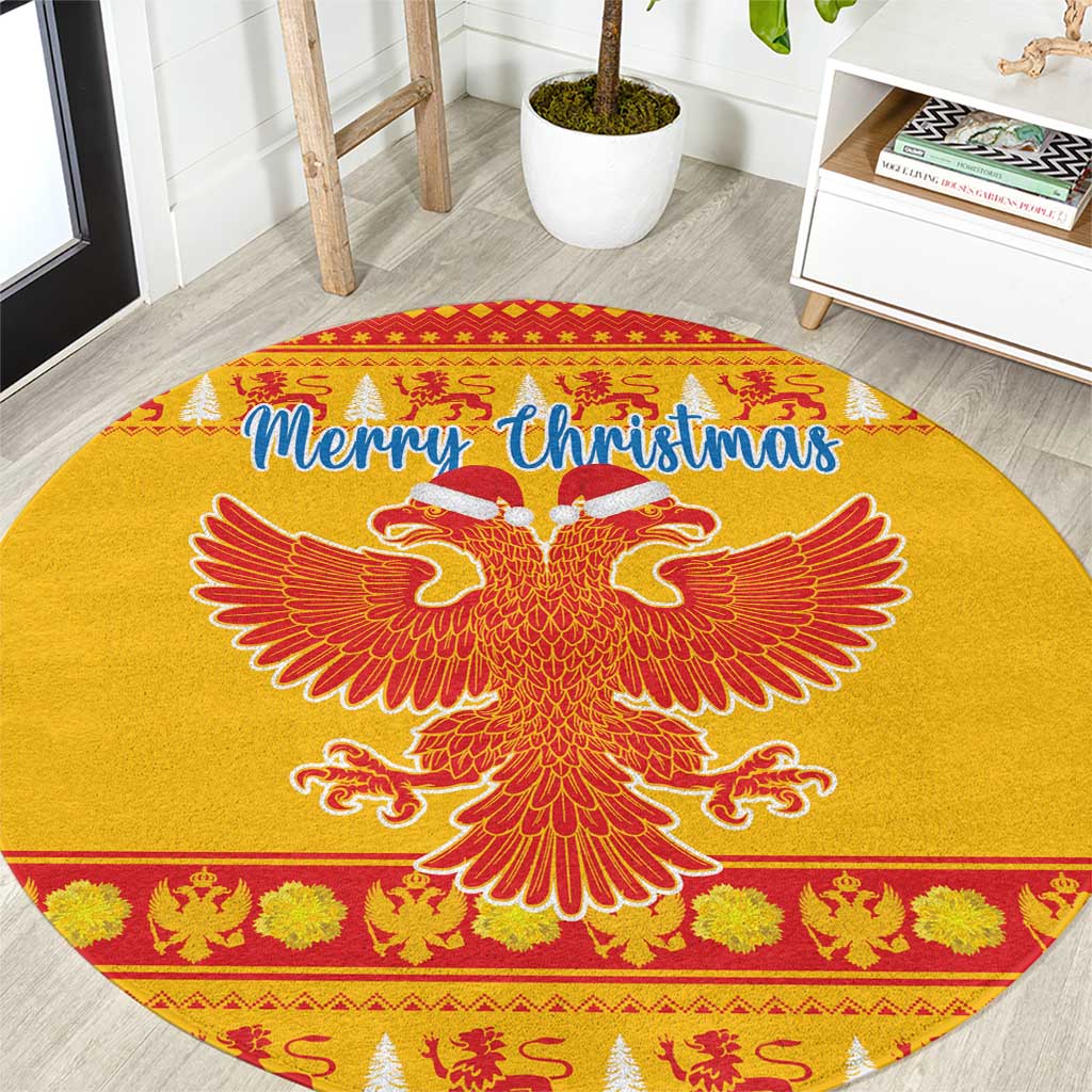 Montenegro Christmas Round Carpet Double-headed Eagle With Christmas Pattern