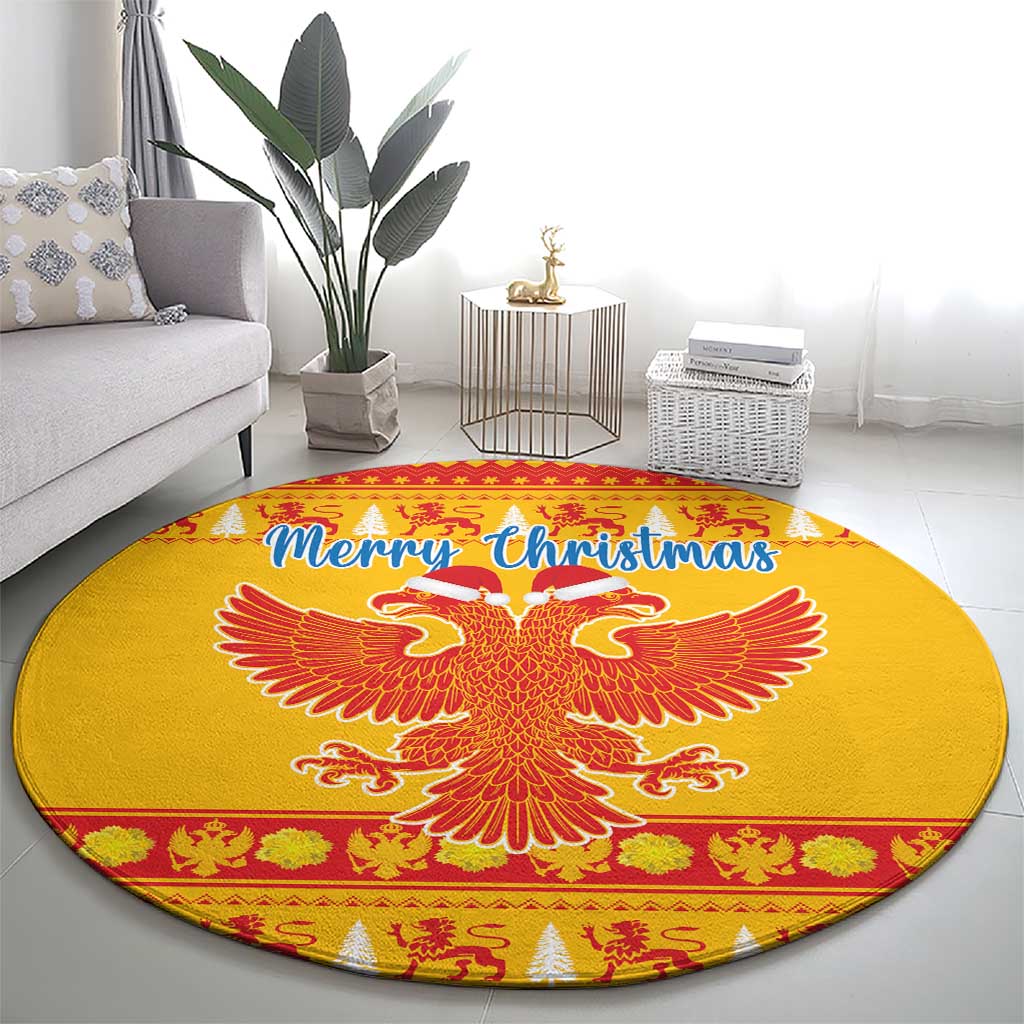 Montenegro Christmas Round Carpet Double-headed Eagle With Christmas Pattern