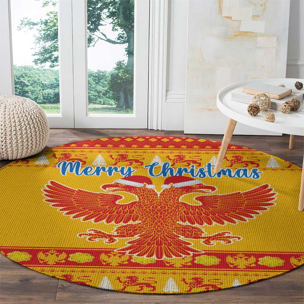 Montenegro Christmas Round Carpet Double-headed Eagle With Christmas Pattern