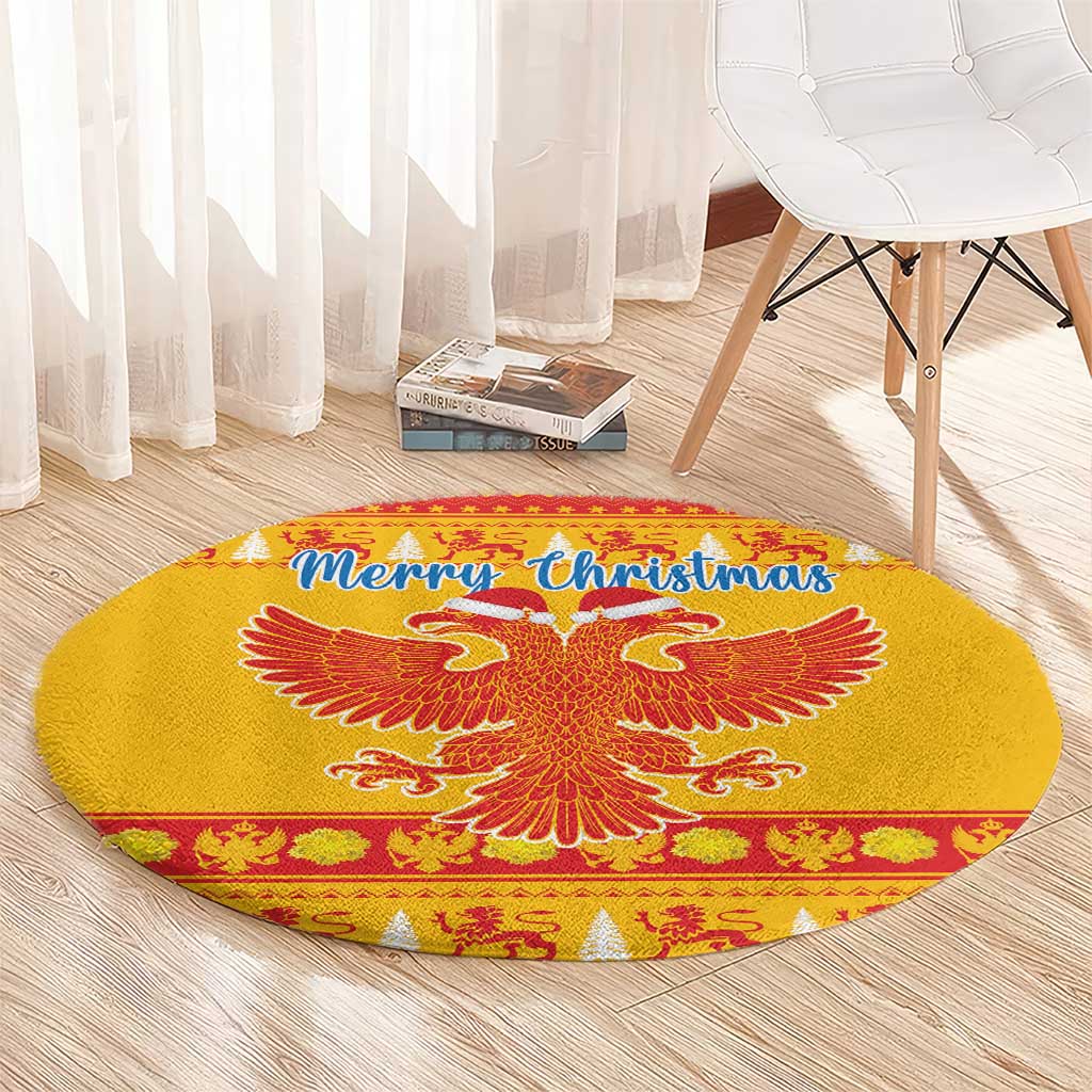 Montenegro Christmas Round Carpet Double-headed Eagle With Christmas Pattern