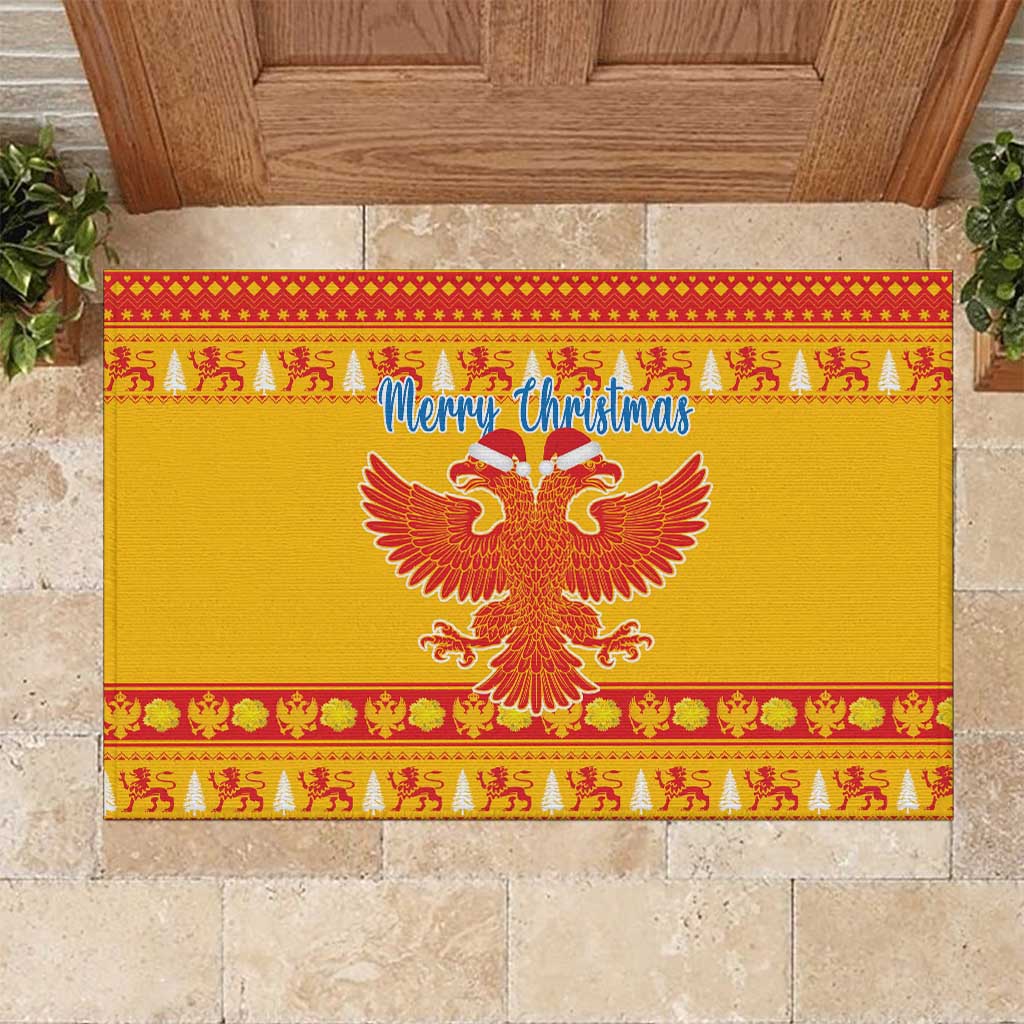Montenegro Christmas Rubber Doormat Double-headed Eagle With Christmas Pattern - Wonder Print Shop