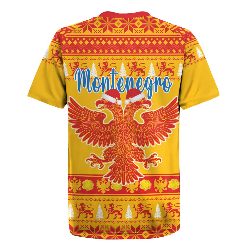 Montenegro Christmas Rugby Jersey Double-headed Eagle With Christmas Pattern - Wonder Print Shop