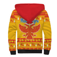 Montenegro Christmas Sherpa Hoodie Double-headed Eagle With Christmas Pattern - Wonder Print Shop