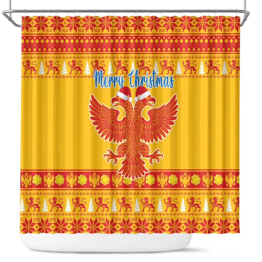 Montenegro Christmas Shower Curtain Double-headed Eagle With Christmas Pattern