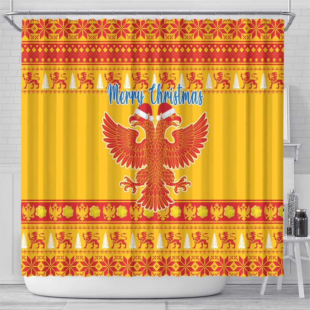 Montenegro Christmas Shower Curtain Double-headed Eagle With Christmas Pattern