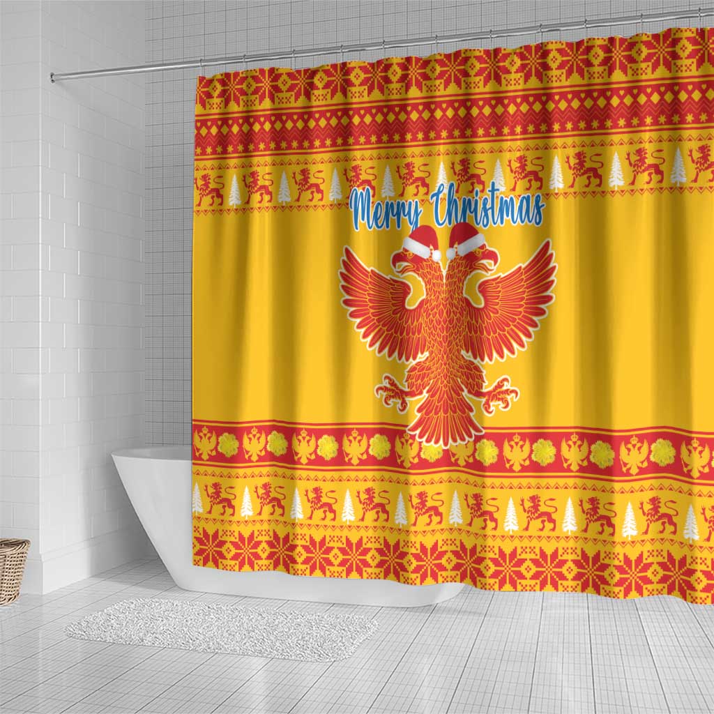 Montenegro Christmas Shower Curtain Double-headed Eagle With Christmas Pattern