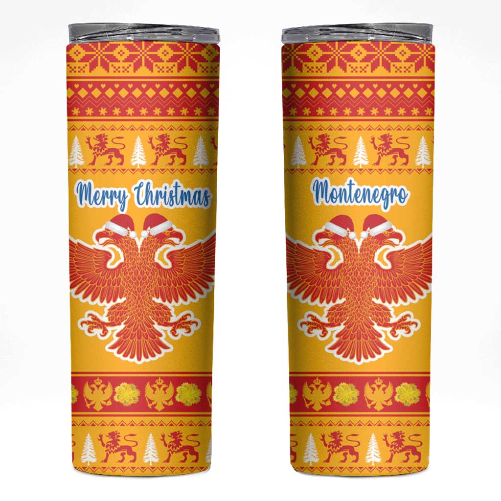 Montenegro Christmas Skinny Tumbler Double-headed Eagle With Christmas Pattern - Wonder Print Shop