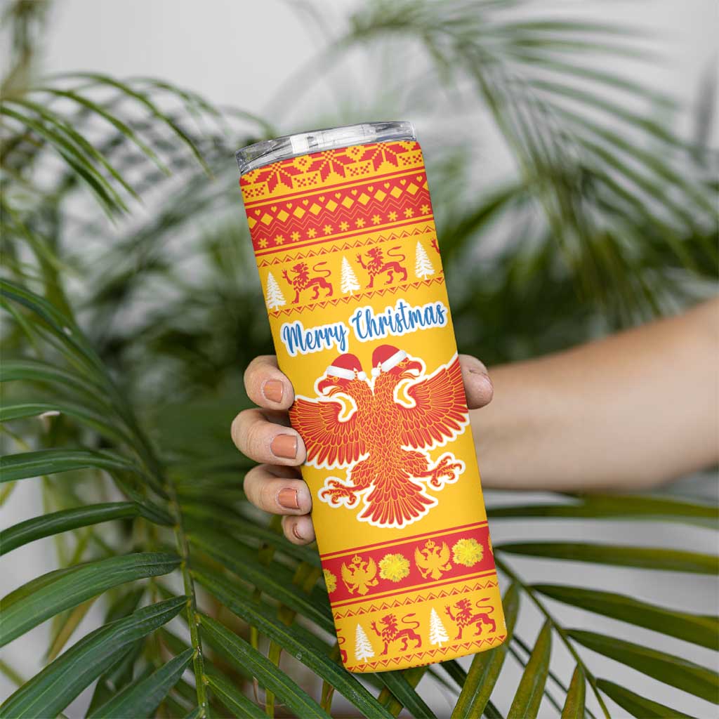 Montenegro Christmas Skinny Tumbler Double-headed Eagle With Christmas Pattern - Wonder Print Shop