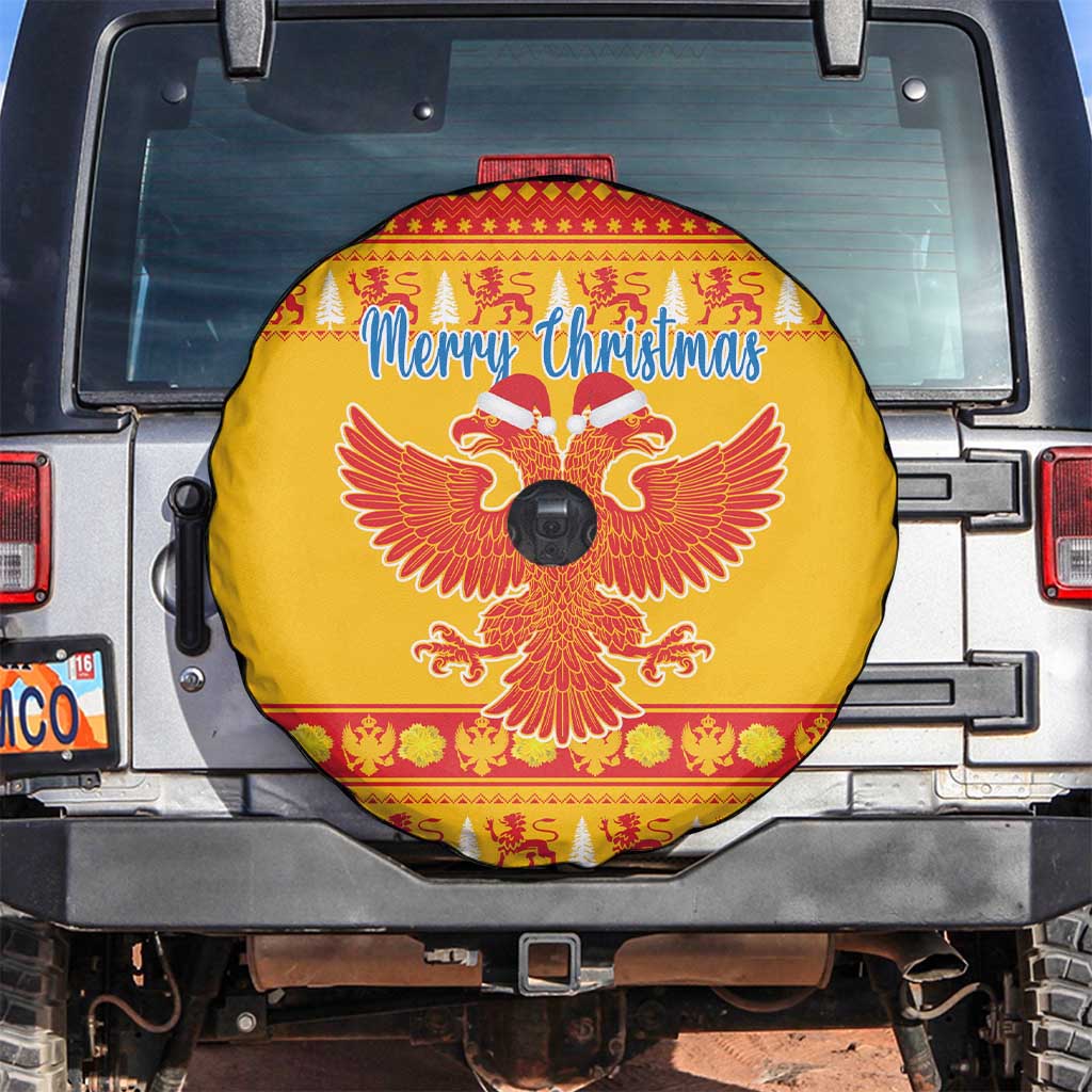 Montenegro Christmas Spare Tire Cover Double-headed Eagle With Christmas Pattern - Wonder Print Shop