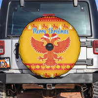 Montenegro Christmas Spare Tire Cover Double-headed Eagle With Christmas Pattern - Wonder Print Shop