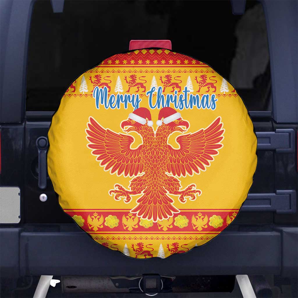 Montenegro Christmas Spare Tire Cover Double-headed Eagle With Christmas Pattern - Wonder Print Shop