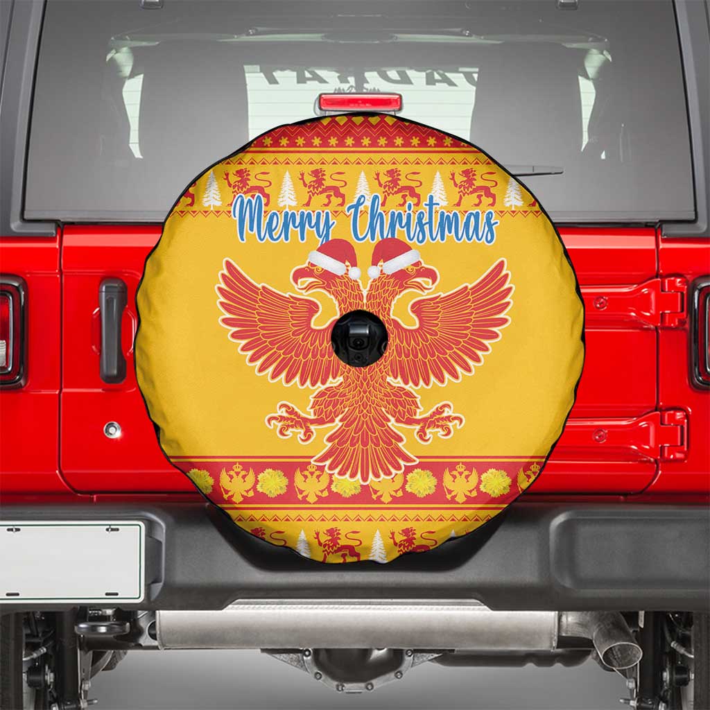 Montenegro Christmas Spare Tire Cover Double-headed Eagle With Christmas Pattern - Wonder Print Shop