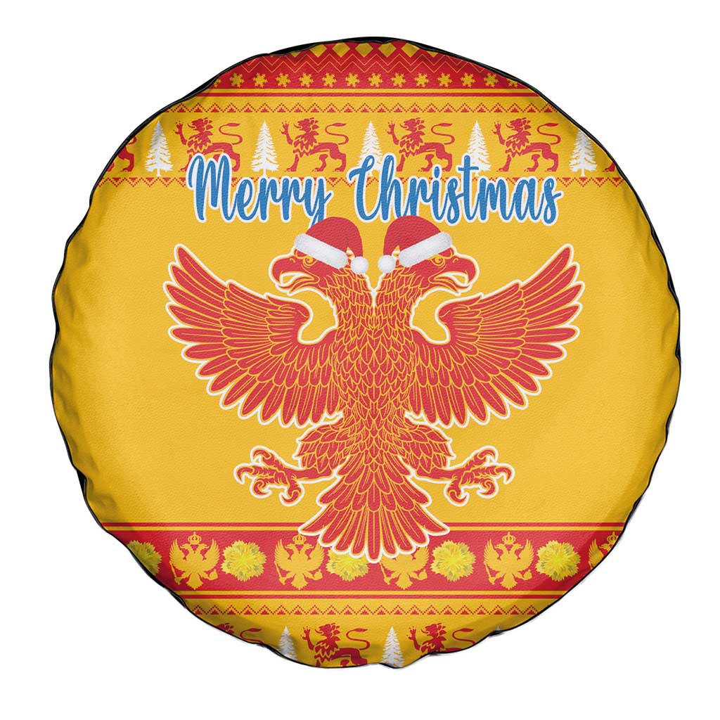 Montenegro Christmas Spare Tire Cover Double-headed Eagle With Christmas Pattern - Wonder Print Shop