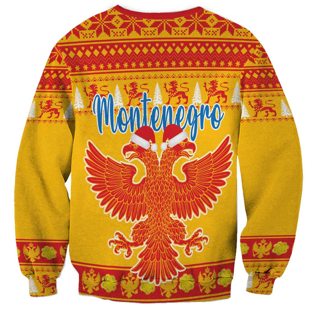 Montenegro Christmas Sweatshirt Double-headed Eagle With Christmas Pattern - Wonder Print Shop