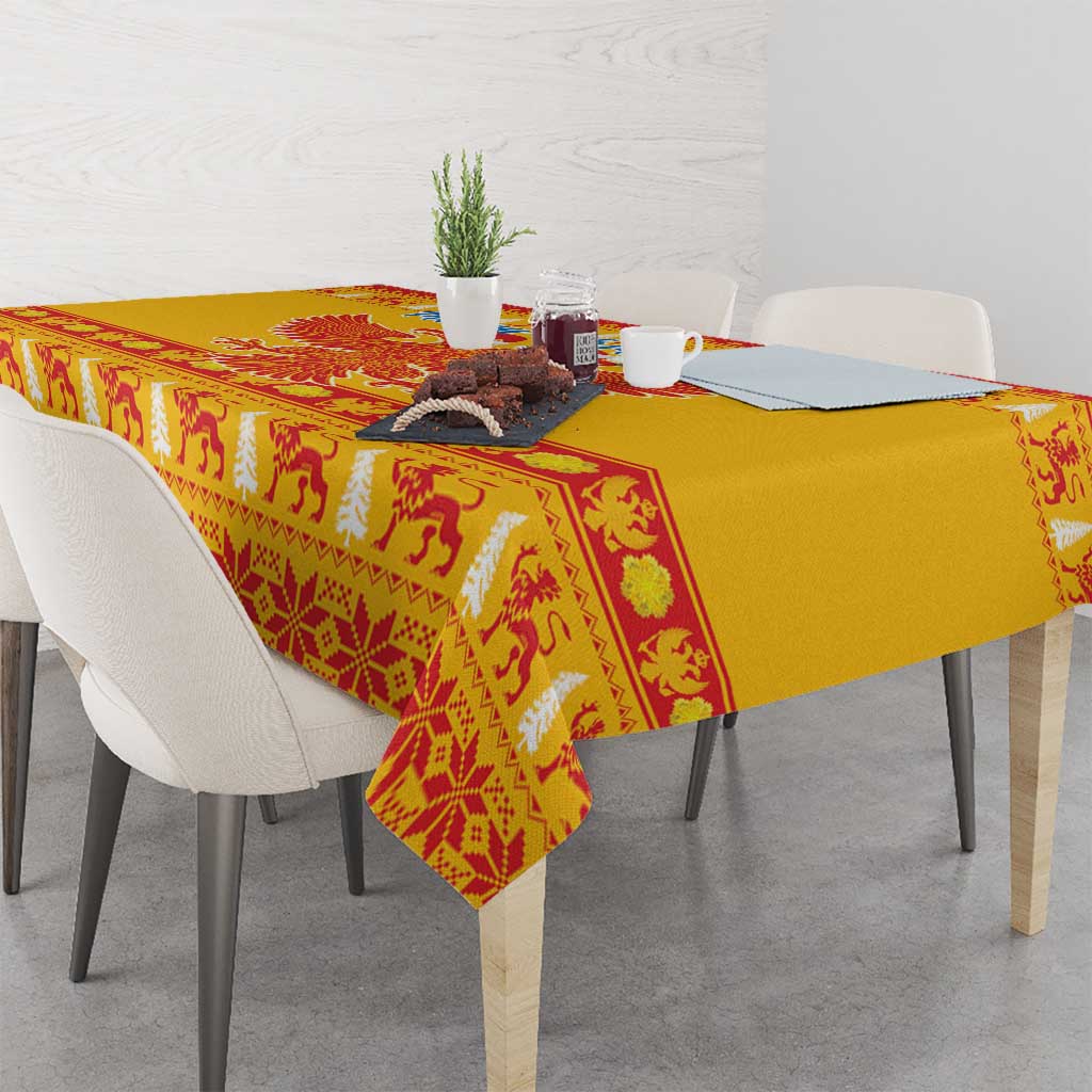 Montenegro Christmas Tablecloth Double-headed Eagle With Christmas Pattern - Wonder Print Shop