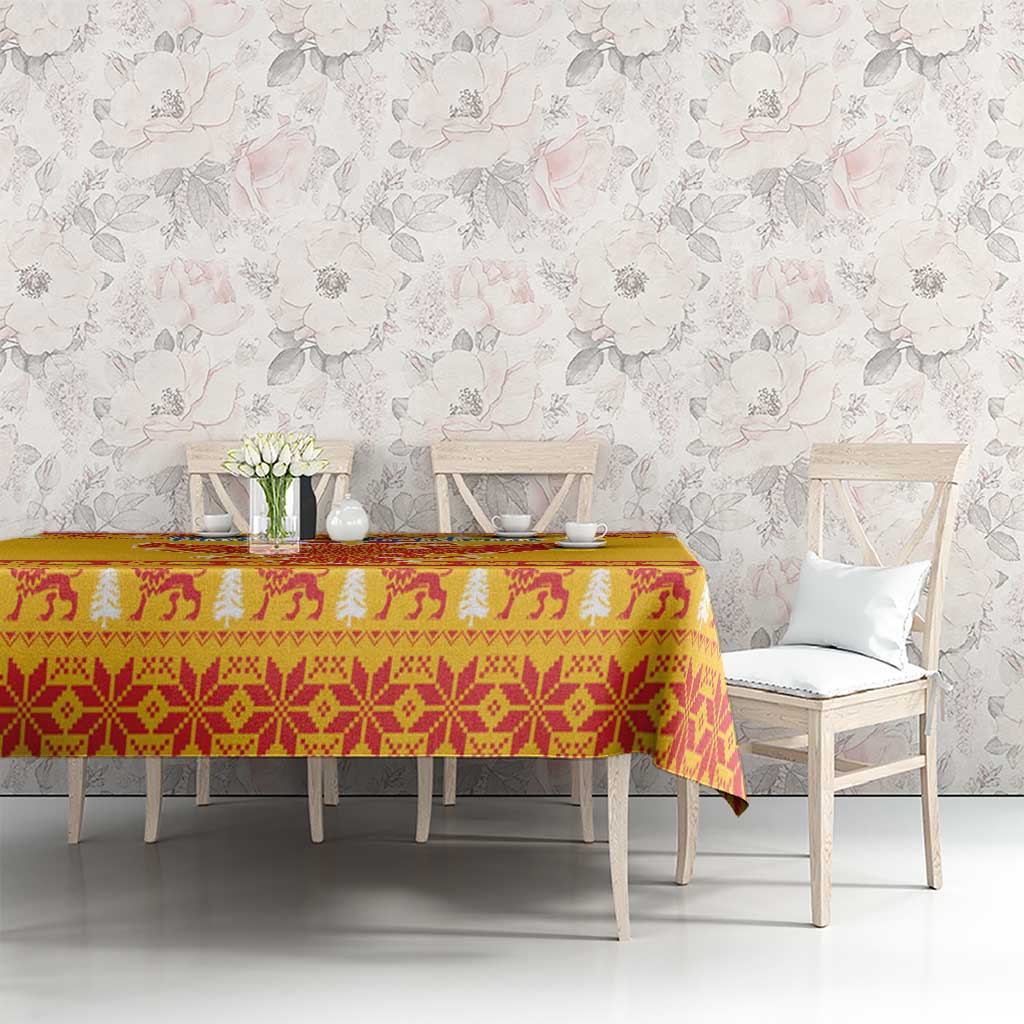 Montenegro Christmas Tablecloth Double-headed Eagle With Christmas Pattern - Wonder Print Shop