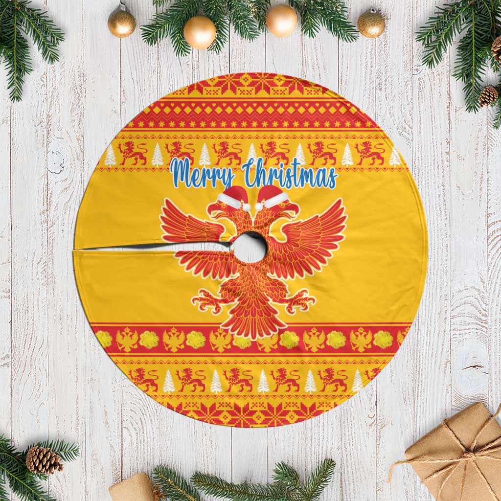 Montenegro Christmas Tree Skirt Double-headed Eagle With Christmas Pattern - Wonder Print Shop