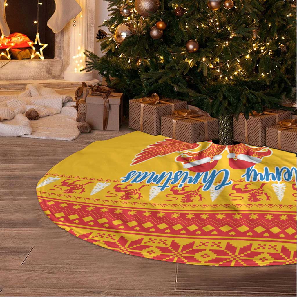 Montenegro Christmas Tree Skirt Double-headed Eagle With Christmas Pattern - Wonder Print Shop