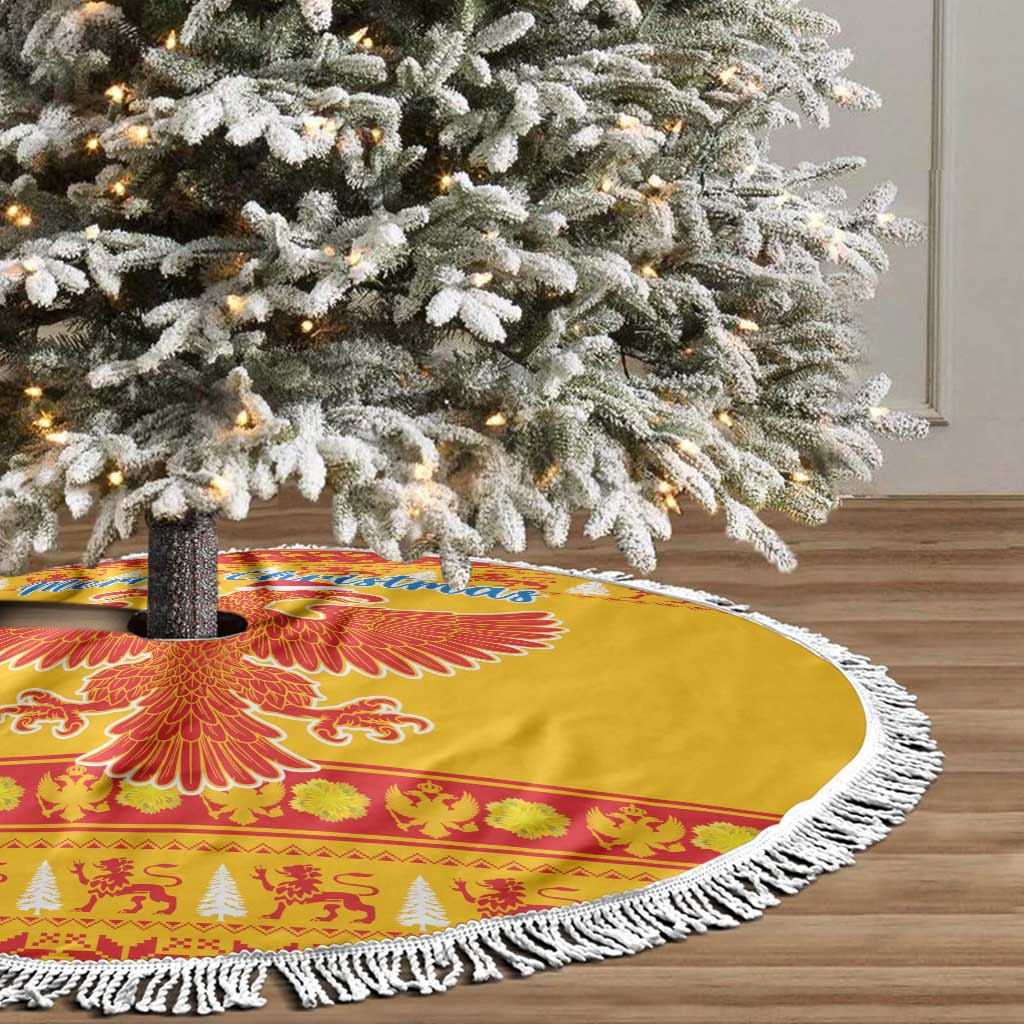 Montenegro Christmas Tree Skirt Double-headed Eagle With Christmas Pattern - Wonder Print Shop