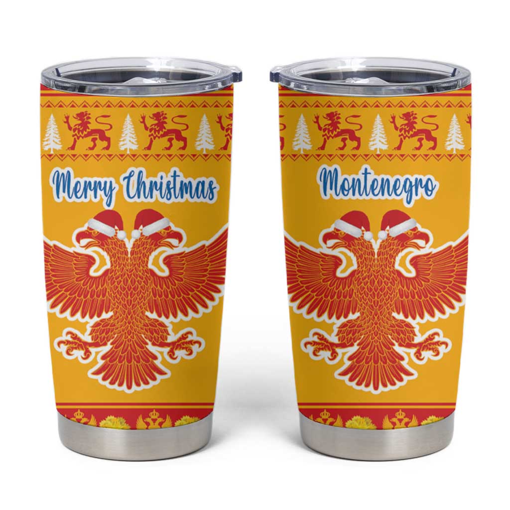 Montenegro Christmas Tumbler Cup Double-headed Eagle With Christmas Pattern - Wonder Print Shop