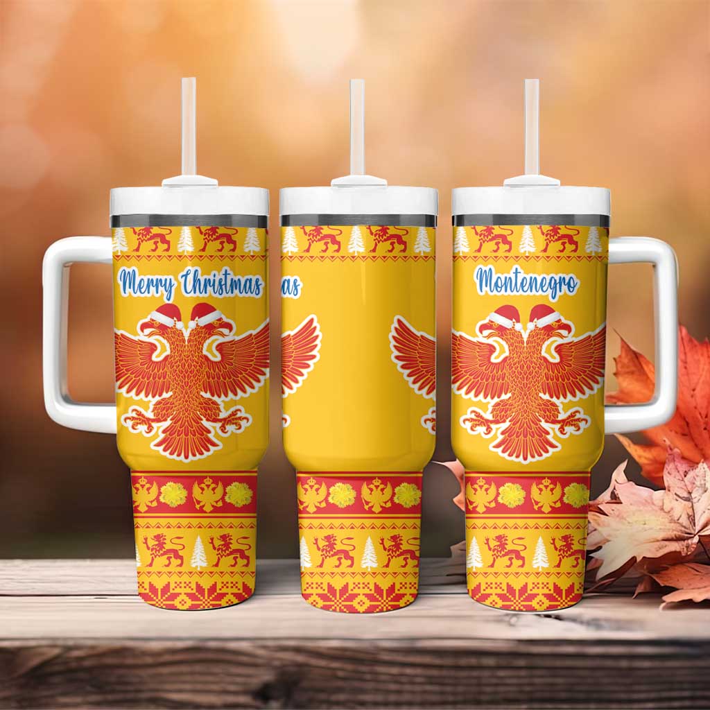 Montenegro Christmas Tumbler With Handle Double-headed Eagle With Christmas Pattern - Wonder Print Shop