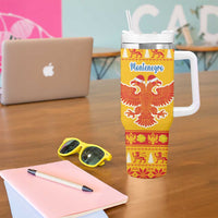 Montenegro Christmas Tumbler With Handle Double-headed Eagle With Christmas Pattern - Wonder Print Shop