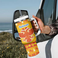 Montenegro Christmas Tumbler With Handle Double-headed Eagle With Christmas Pattern - Wonder Print Shop