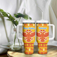 Montenegro Christmas Tumbler With Handle Double-headed Eagle With Christmas Pattern - Wonder Print Shop