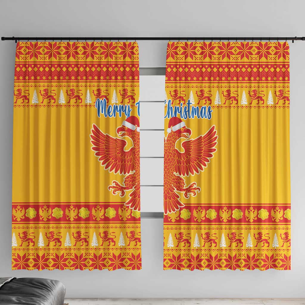 Montenegro Christmas Window Curtain Double-headed Eagle With Christmas Pattern - Wonder Print Shop