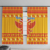 Montenegro Christmas Window Curtain Double-headed Eagle With Christmas Pattern - Wonder Print Shop