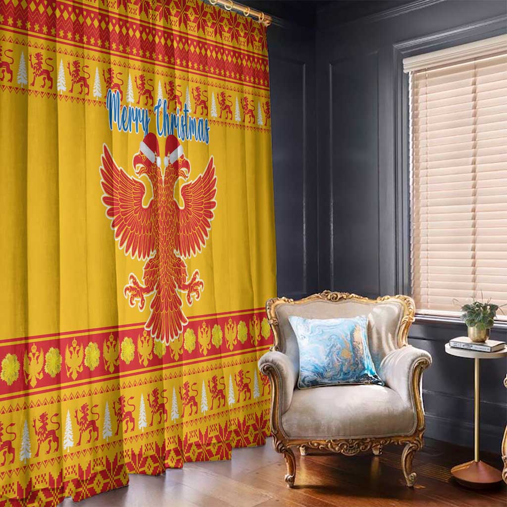 Montenegro Christmas Window Curtain Double-headed Eagle With Christmas Pattern - Wonder Print Shop