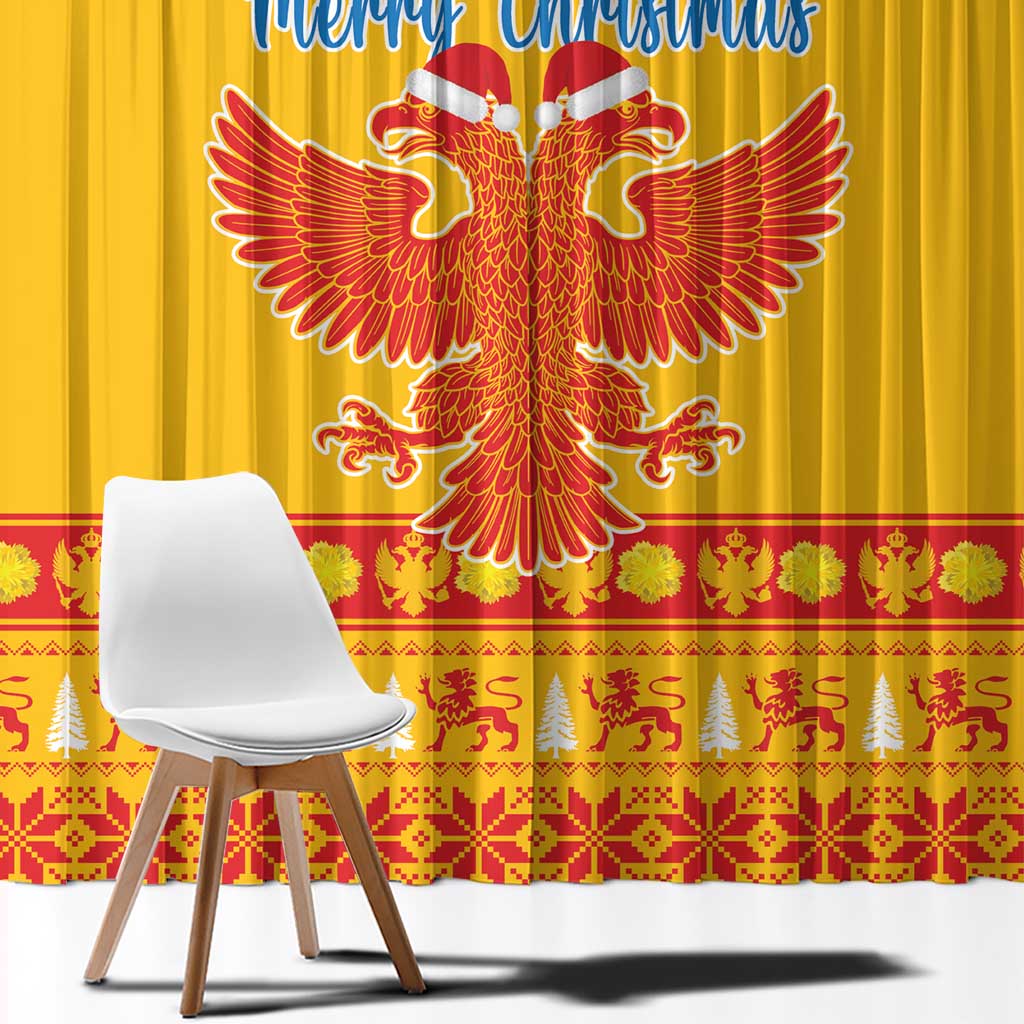 Montenegro Christmas Window Curtain Double-headed Eagle With Christmas Pattern - Wonder Print Shop