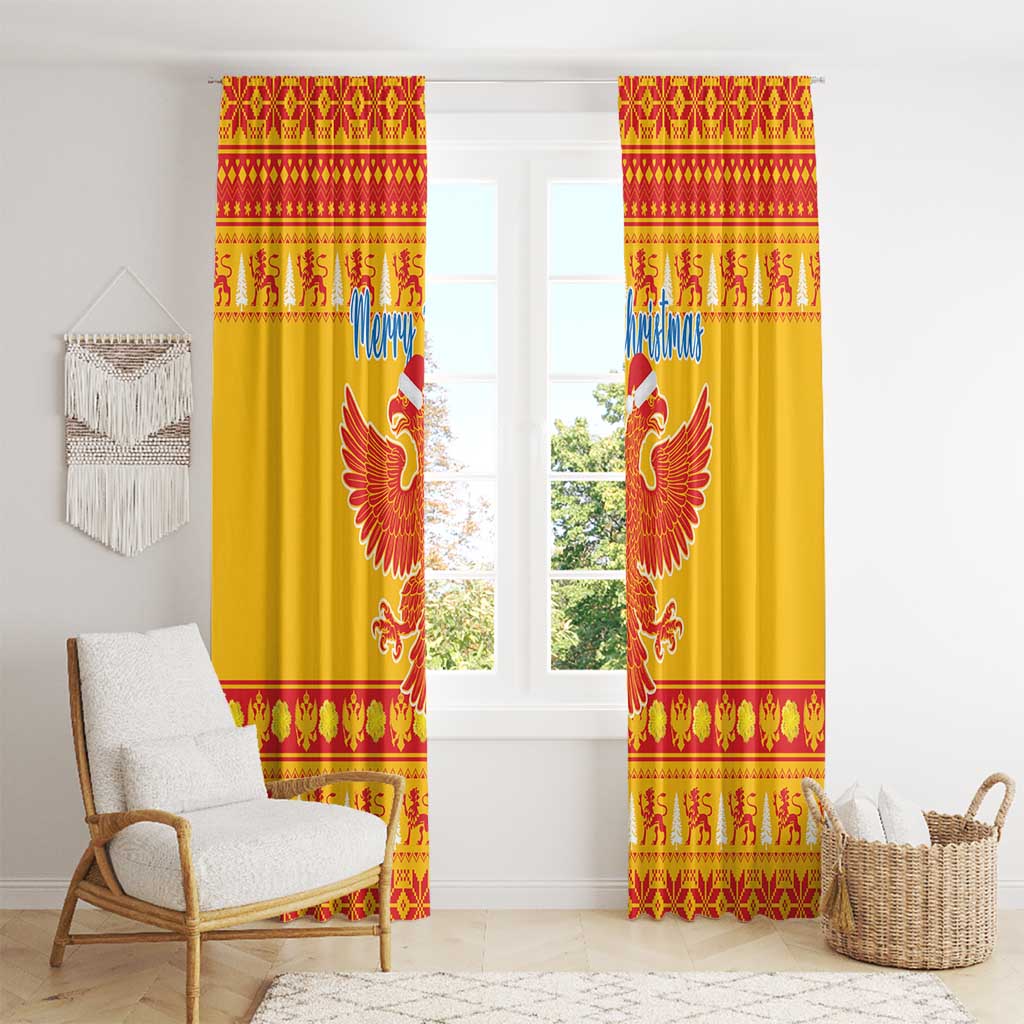 Montenegro Christmas Window Curtain Double-headed Eagle With Christmas Pattern - Wonder Print Shop