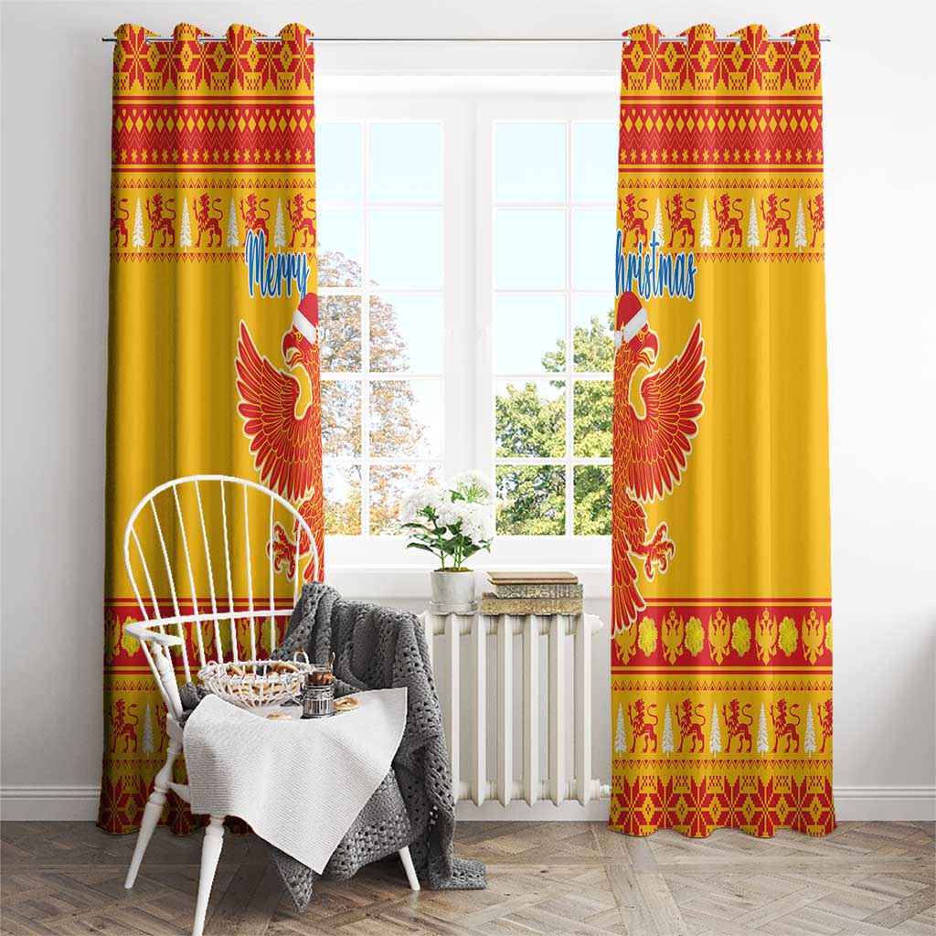 Montenegro Christmas Window Curtain Double-headed Eagle With Christmas Pattern - Wonder Print Shop