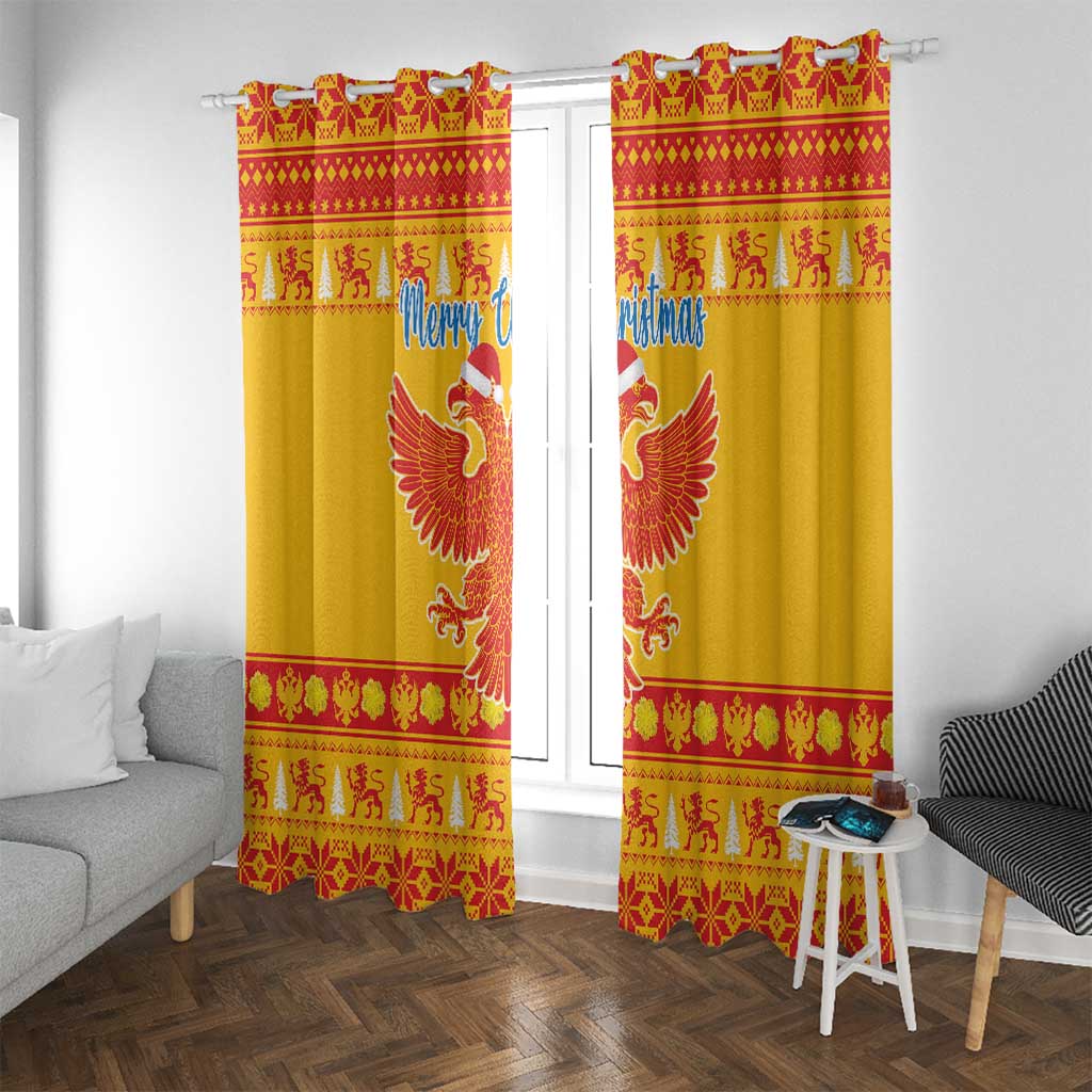Montenegro Christmas Window Curtain Double-headed Eagle With Christmas Pattern - Wonder Print Shop