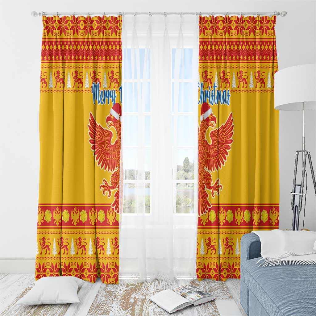 Montenegro Christmas Window Curtain Double-headed Eagle With Christmas Pattern - Wonder Print Shop