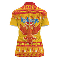 Montenegro Christmas Women Polo Shirt Double-headed Eagle With Christmas Pattern - Wonder Print Shop