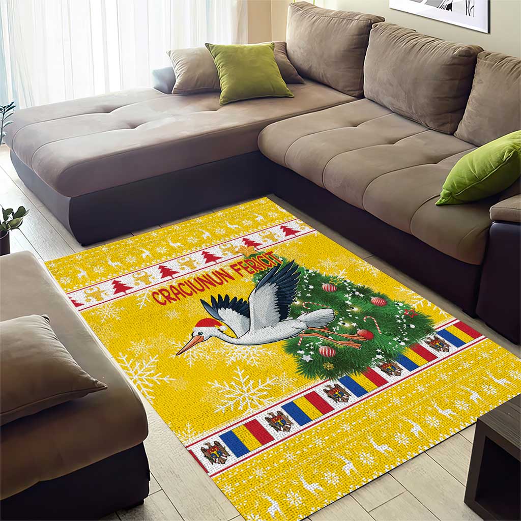 Moldova Christmas Area Rug White Stork Santa With Christmas Tree - Wonder Print Shop